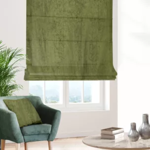 Roleta rzymska SAFARI oliwkowa z miękkiej welwetowej tkaniny z połyskiem