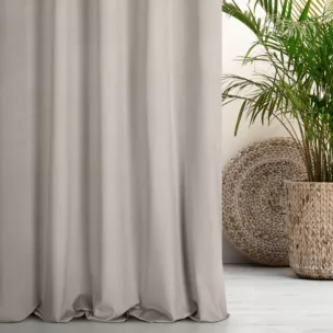 Zasłona szyta na taśmie 5 cm ciemnobeżowa z miękkiej półmatowej tkaniny welwetowej