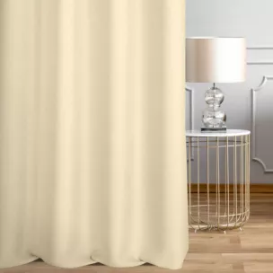 Zasłona szyta na taśmie 5 cm kremowa z tkaniny o naturalnym splocie w stylu eko