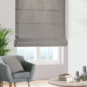 Roleta rzymska srebrno złocista z połyskującej tkaniny z geometrycznym, drobnym wzorem Pierre Cardin