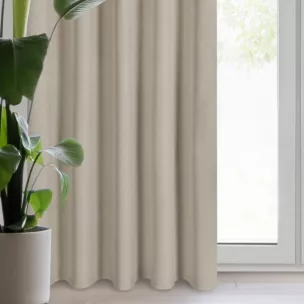 Zasłona ciemnobeżowa 100% zaciemniająca z tkaniny typu blackout 135x270 cm taśma SUZAN