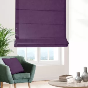 Roleta rzymska SAFARI fioletowa z miękkiej welwetowej tkaniny z połyskiem