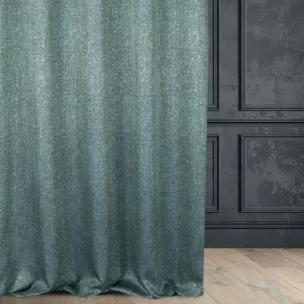 Zasłona szyta na taśmie 5 cm turkusowa z miękkiej tkaniny z widocznym ozdobnym splotem