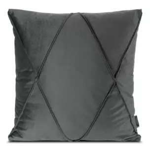 Poszewka na poduszkę 45x45 cm welwetowa stalowa z geometrycznym przeszywanym wzorem NALA 1 Eurofirany Premium