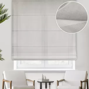 Roleta rzymska naturalna z matowej cienkiej etaminy, wykończona obciążnikiem