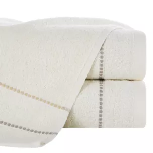 Ręcznik do rąk 30x50 cm bawełniany kolor kremowy z kontrastującymi paseczkami 500 g/m2 SUZI