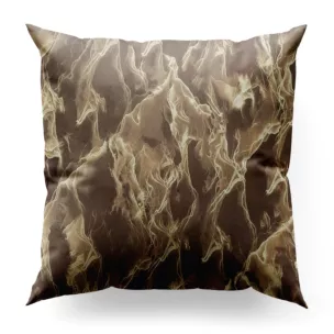 Poszewka szyta brązowo złocista z tkaniny welwetowej ze złotym marmurkowym nadrukiem