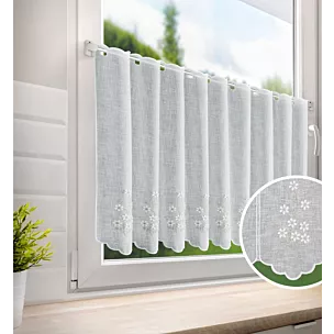 Tkanina firanowa zazdrostka z haftowanym wzorem