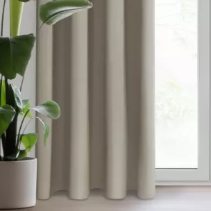 Zasłona ciemnobeżowa z tkaniny typu dimout 140x250 cm przelotka - NERISA