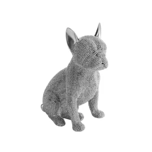 Figurka srebrna pies o drobnym strukturalnym wzorze 13x9x17 cm ELDO