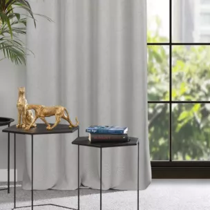 Zasłona srebrna o splocie płóciennym 140x250 cm przelotka - CINDY