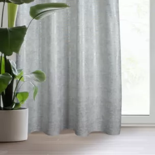 Zasłona srebrna o płóciennym splocie ze złotym połyskiem 140x280 cm taśma - BLANKA