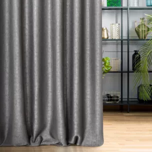 Zasłona szyta na taśmie 5 cm CANDY grafitowa z tkaniny z strukturalnym spolotem
