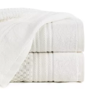 Ręcznik kąpielowy 70x140 cm bawełniany kolor kremowy zdobiony subtelnymi paseczkami 500 g/m2 DAVOS