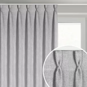 Zasłona srebrna o płóciennym splocie z efektem melanżu 125x270 cm (wymiar podany na gotowo) system flex - JULA