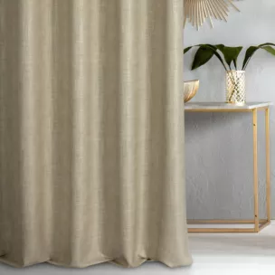 Zasłona szyta na taśmie 5 cm złoto złocista z tkaniny o luźnym splocie, z połyskliwym nadrukiem w stylu glamour Italissima Eva Minge