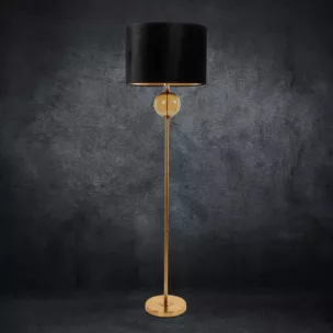 Lampa stojąca do pokoju czarno, złota LEONA z welwetowym abażurem