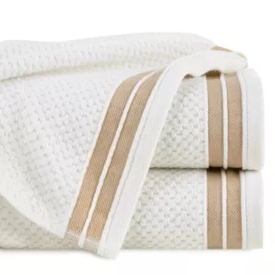 Ręcznik kąpielowy 50x90 cm bawełniany kolor kremowy w pasy 500 g/m2 MADLEN