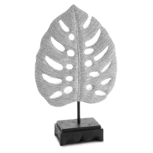 Liść monstery - figurka dekoracyjna ELDO o drobnym strukturalnym wzorze, srebrna