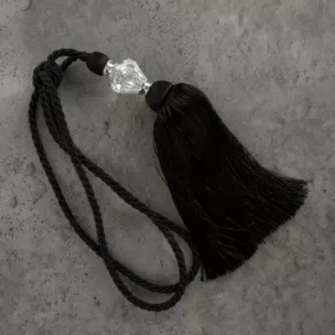 Dekoracyjny sznur do zasłon VILLIA zdobiony kryształem i puszystym chwostem