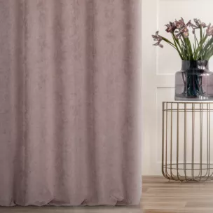 Zasłona szyta na taśmie 5 cm wrzosowa miękka, szenilowa tkanina o wyraźnym splocie i delikatnym połysku