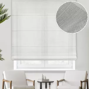 Roleta rzymska naturalna z tkaniny o naturalnym splocie, typu ETAMINA, wykończonej obciążnikiem