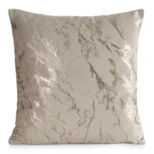 Poszewka na poduszkę 45x45 cm welwetowa beżowo złota zdobiona marmurkowym wzorem DORIS DESIGN 91