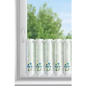 Tkanina firanowa zazdrostka zdobiona haftem polnych drobnych kwiatuszków