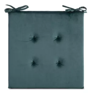 Poduszka na krzesło 40 x 40 x 3 cm  welwetowa ciemnoniebieska z ozdobnym pikowaniem i praktycznymi troczkami GAJA