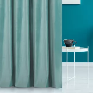 Zasłona szyta na taśmie 5 cm GEMMA turkusowa ze szlachetnej grubej tkaniny welwetowej o gramaturze 400g/m2