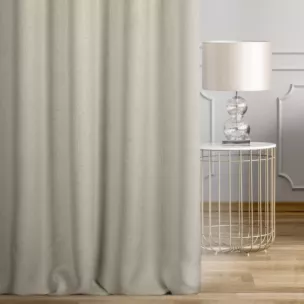 Zasłona szyta na taśmie 5 cm srebrna z tkaniny o naturalnym splocie w stylu eko