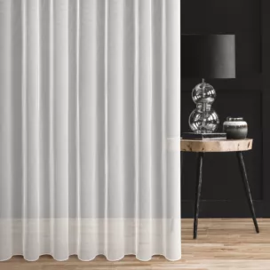 Firana szyta na taśmie 5 cm naturalna z matowej tkaniny typu peru, wykończonej obciążnikiem Italissima Eva Minge