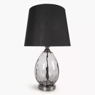 Lampa stołowa nocna czarna MAYA z podstawą z dymionego szkła