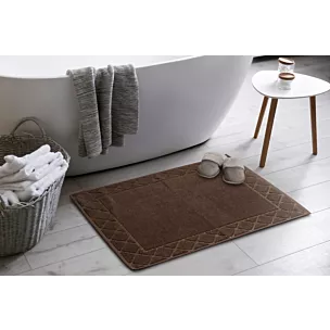 Dywanik łazienkowy MARTHA z bawełny, dobrze chłonący wodę z geometrycznym wzorem wykończony błyszczącą nicią