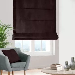 Roleta rzymska ciemnofioletowa z miękkiej welwetowej tkaniny z połyskiem