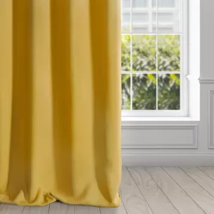 Zasłona musztardowa matowa, zaciemniająca 140x250 cm przelotka - TEO