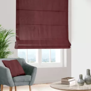 Roleta rzymska bordowa z miękkiej półmatowej tkaniny welwetowej