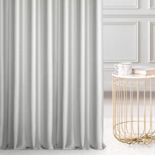 Zasłona szyta na taśmie 5 cm srebrna z gładkiej tkaniny przeplatanej błyszczącą lureksową nicią