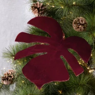 Świąteczny liść monstery z welwetu