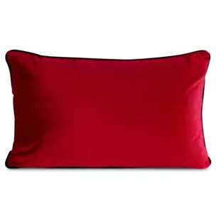 Poduszka 30 x 50 cm welwetowa czerwona z kontrastującą lamówką GAJA 3