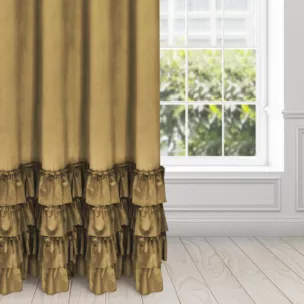 Zasłona miodowa z welwetu zdobiona falbanami 140x250 przelotka CHARLOTTE 1