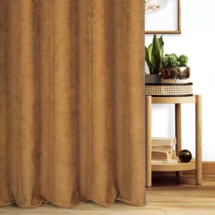 Zasłona szyta na taśmie 5 cm ceglasta z miękkiej w dotyku tkaniny szenilowej