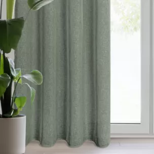 Zasłona zielona o strukturze deszczyku z etaminy 140x250 cm przelotka ANGELIKA