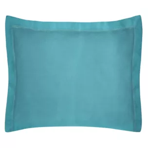 Poszewka na poduszkę 70x90 cm bawełniana turkusowa z satynowym połyskiem i ozdobną kantą NOVA COLOUR