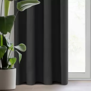 Zasłona czarna z tkaniny typu dimout 140x250 cm przelotka - NERISA