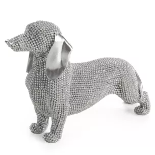 Figurka srebrna pies  o drobnym strukturalnym wzorze 19x6x12 cm ELDO