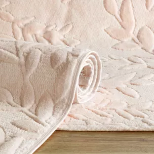 Dywanik łazienkowy bawełniany z wytłaczanym wzorem liści