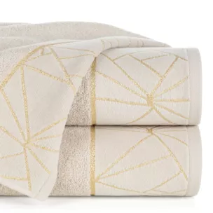 Ręcznik kąpielowy 70x140 cm bawełniany kolor beżowy zdobiony błyszcząca nicią CLEO