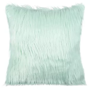 Poszewka na poduszkę 55x55 cm jasnomiętowa z miękkiego futerka