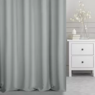 Zasłona szyta na taśmie 5 cm srebrna z gładkiej tkaniny typu blackout